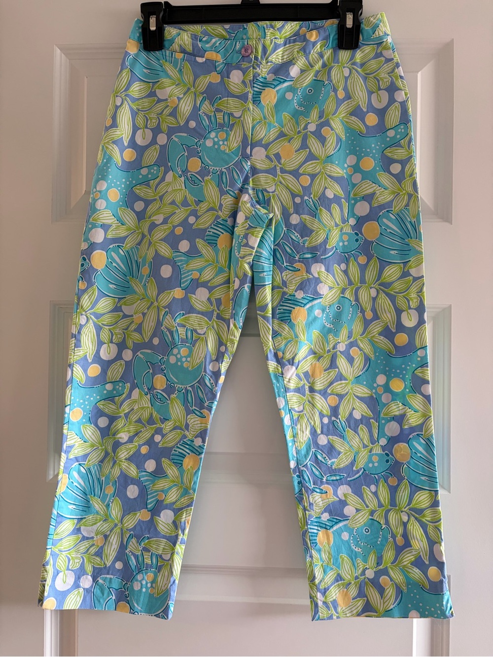 Lilly Pulitzer Blue, Turquoise & Yellow Floral Cropped Pants